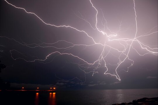 lightning in the night at Nightcliff Darwin Australia
