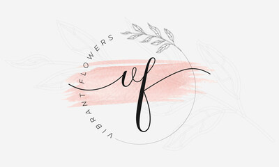 
Botanical Floral Logo design element Hand Drawn flower and leave