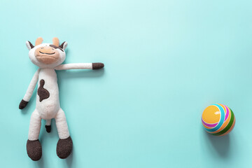 toys on turquoise background