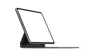 Tablet Computer on Stand Case, Isolated on White Background, Side Perspective View. Vector Illustration