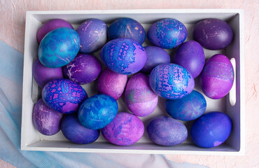 Easter eggs. Blue-purple Easter eggs