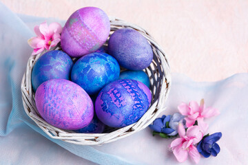 Purple and blue Easter eggs