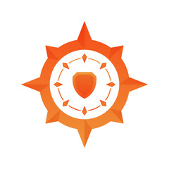 compass shield logo element design template icon