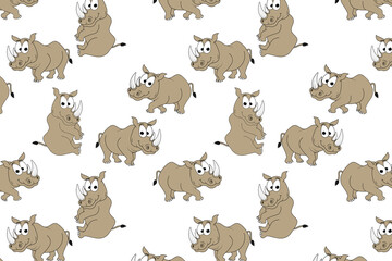 Obraz premium cute rhino animal cartoon pattern