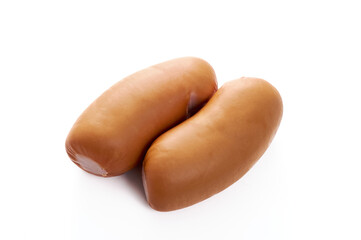 Juicy sausages on a white isolated background