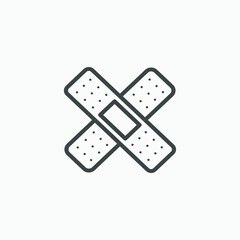 Medical plaster, bandage, medicine, wound, injury isolated vector icon symbol