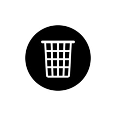 Trash can icon in black round