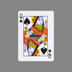 Queen of Spades. Isolated on a gray background. Gamble. Playing cards.