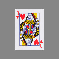 Queen of Hearts. Isolated on a gray background. Gamble. Playing cards.