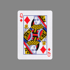 Queen of Diamonds. Isolated on a gray background. Gamble. Playing cards.