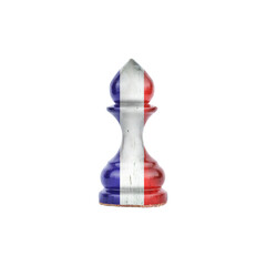 Pawn in the colors of the flag of France. Isolated on a white background. Sport. Politics. Business.