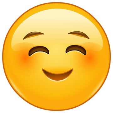 Happy emoji emoticon blushing with smiling eyes