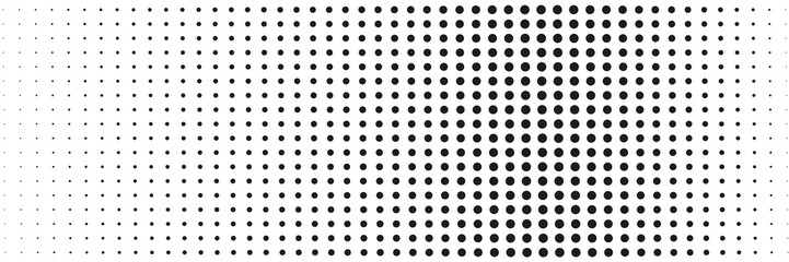 Pattern of gradient black dots in size, texture and backgrounds	
