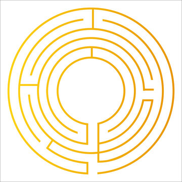 Golden labyrinth on the white background vector illustration
