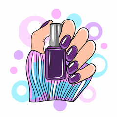 Nails and manicure concept vector illustration. nail polish in female hand