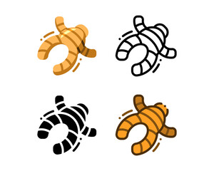 Ginger icon. With outline, glyph, filled outline and flat styles