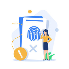 Fingerprint Unrecognition,flat design icon vector illustration