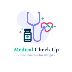 Health check icon concept isolated on a white background.  vector illustration health check symbol for web and mobile apps.  Vector illustration