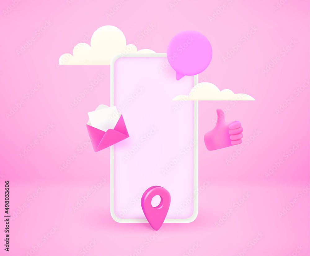 Poster modern smartphone applications concept. 3d vector illustration