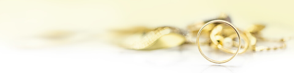 banner or header with gold jewelry and coins