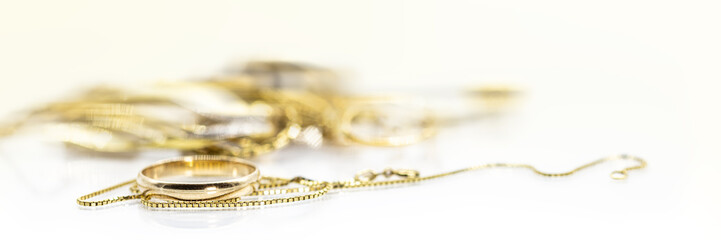 banner or header with gold jewelry and coins