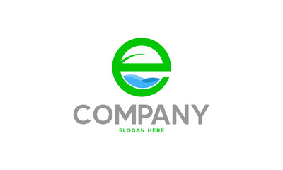 eco system e letter  logo template