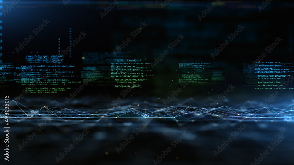 Poster Digital Cyberspace and Digital Data Network Connections. High Speed Connection and Big Data Analysis, Technology Environment Digital Matrix Abstract Background. 3d Rendering