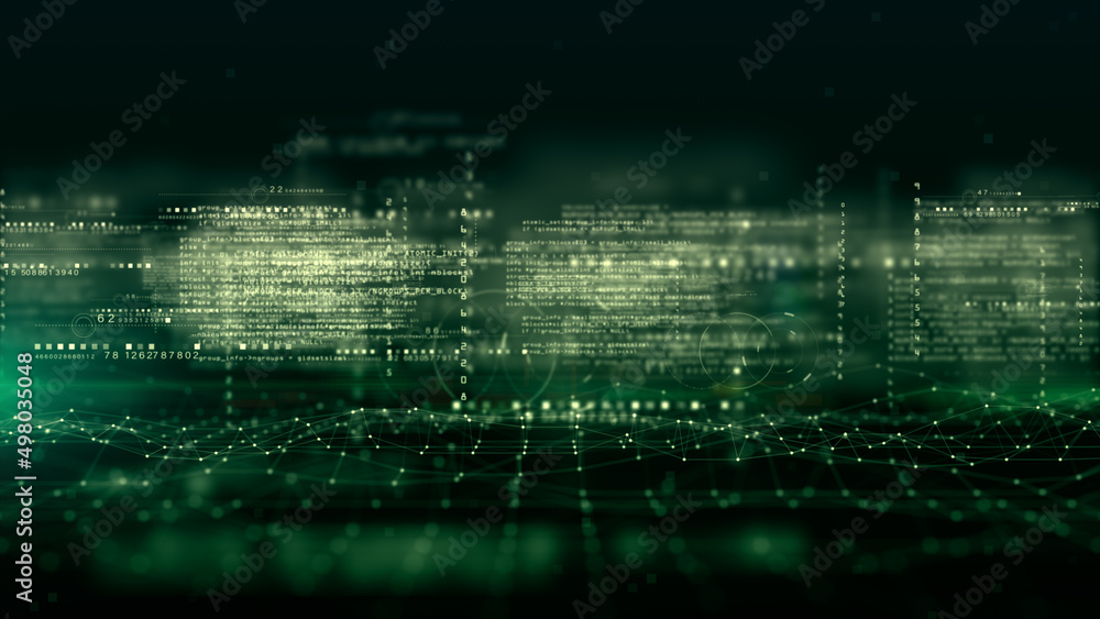 Poster Digital Cyberspace and Digital Data Network Connections. High Speed Connection and Big Data Analysis, Technology Environment Digital Matrix Abstract Background. 3d Rendering