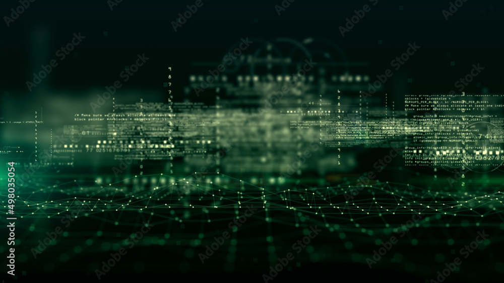 Poster Digital Cyberspace and Digital Data Network Connections. High Speed Connection and Big Data Analysis, Technology Environment Digital Matrix Abstract Background. 3d Rendering