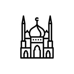 Historic muslim mosque line color icon. Isolated vector element.