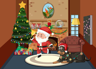 Obraz na płótnie Canvas Christmas theme with Santa and dog