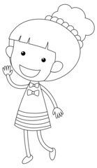 A girl black and white doodle character