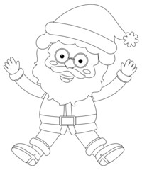 Santa doodle outline for colouring