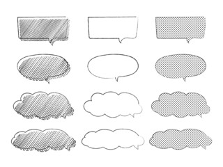 手描き　ふきだし　グラフィック素材　モノクロ