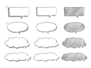 手描き　ふきだし　グラフィック素材　モノクロ