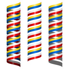 Obraz premium Ukraine and Poland flag ribbons set