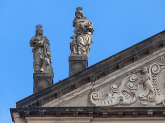Fototapeta na wymiar Fronton of St. Salvador church, Prague