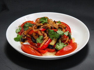 Salad with chicken and grilled meat