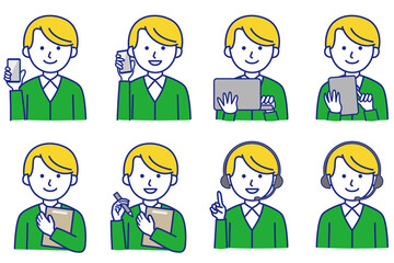 男性 PC スマホ タブレット 私服 オフィスカジュアル 襟 ワイシャツ カーディガン 人物 