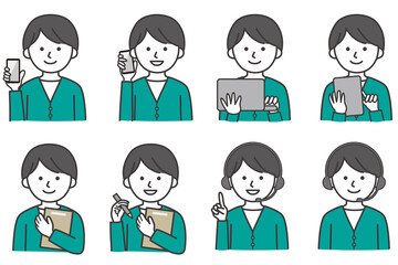 男性 PC スマホ タブレット 私服 オフィスカジュアル カーディガン 人物 イラスト ベクター