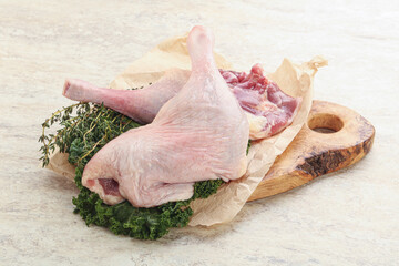 Raw duck leg for roast