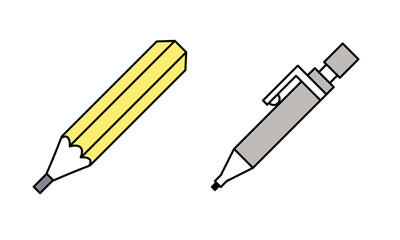 鉛筆とシャープペンのイラスト素材。