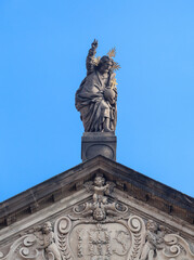 Fototapeta na wymiar Fronton of St. Salvador church, Prague