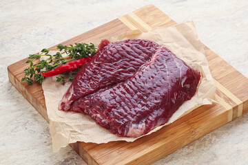 Raw beef machete steak for grill