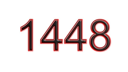 red 1448 number 3d effect white background