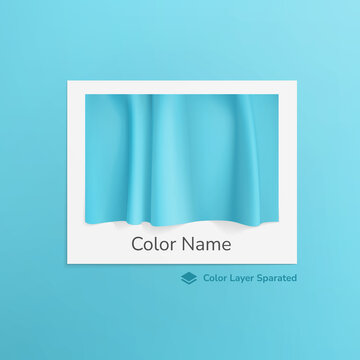 realistic fabric color swatches with editable color layer separated in blue background