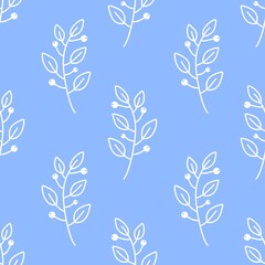 Fototapeta na wymiar Floral seamless leaves branches pattern for fabrics and packaging and gifts and linens and kids and wrapping paper