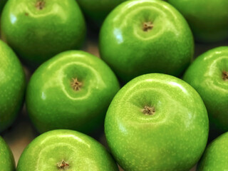 Macro of a group of green apples
