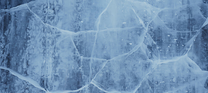 ice texture cracks baikal, abstract background winter ice transparent blue