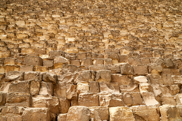 Great Pyramid of Giza close-up, with a detail of the giant limestone blocks